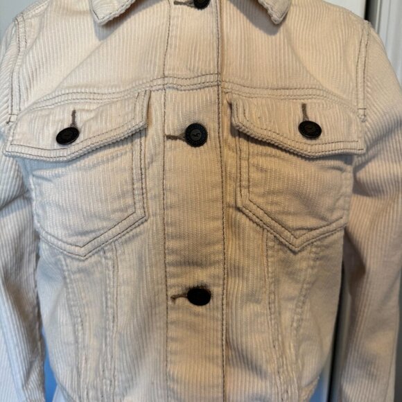Hollister Kids Corduroy Cropped Jacket w/collar and top pockets - sz small cream - Picture 4 of 10